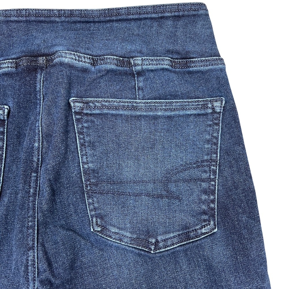 American Eagle Pull-On Flare Jeans Medium Long Dark Wash Flare High Rise Stretch - Picture 9 of 11